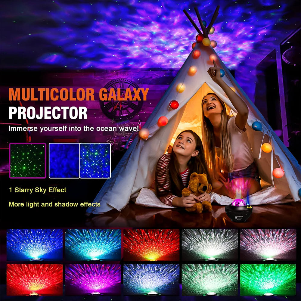 Colorful Starry Sky Galaxy Projector Nightlight with Bluetooth & USB Music Player - Romantic Star Projection Lamp for Kids & Gifts