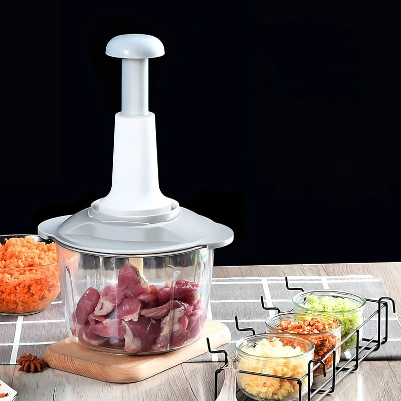 Easy-to-Use Hand Push Chopper – Chop Vegetables & Fruits in Seconds!