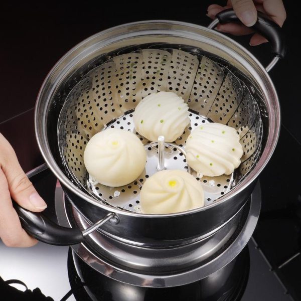 304 Stainless Steel Collapsible Steamer Tray – Multi-Function Kitchen Strainer for Steaming, Draining & Washing