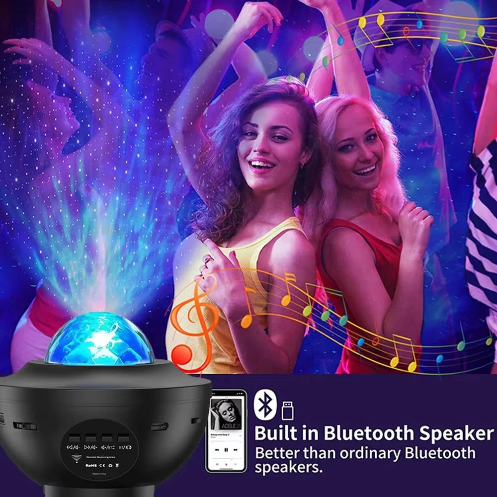 Colorful Starry Sky Galaxy Projector Nightlight with Bluetooth & USB Music Player - Romantic Star Projection Lamp for Kids & Gifts