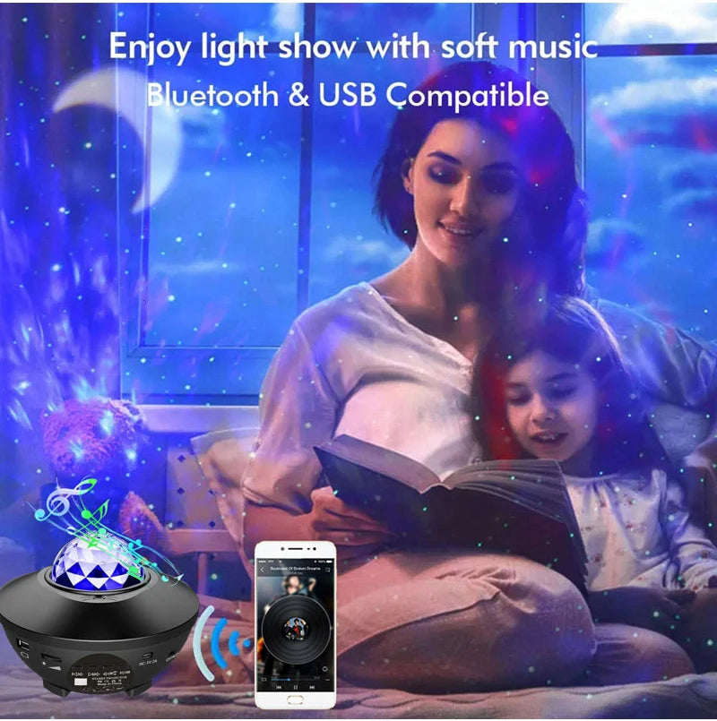 Colorful Starry Sky Galaxy Projector Nightlight with Bluetooth & USB Music Player - Romantic Star Projection Lamp for Kids & Gifts