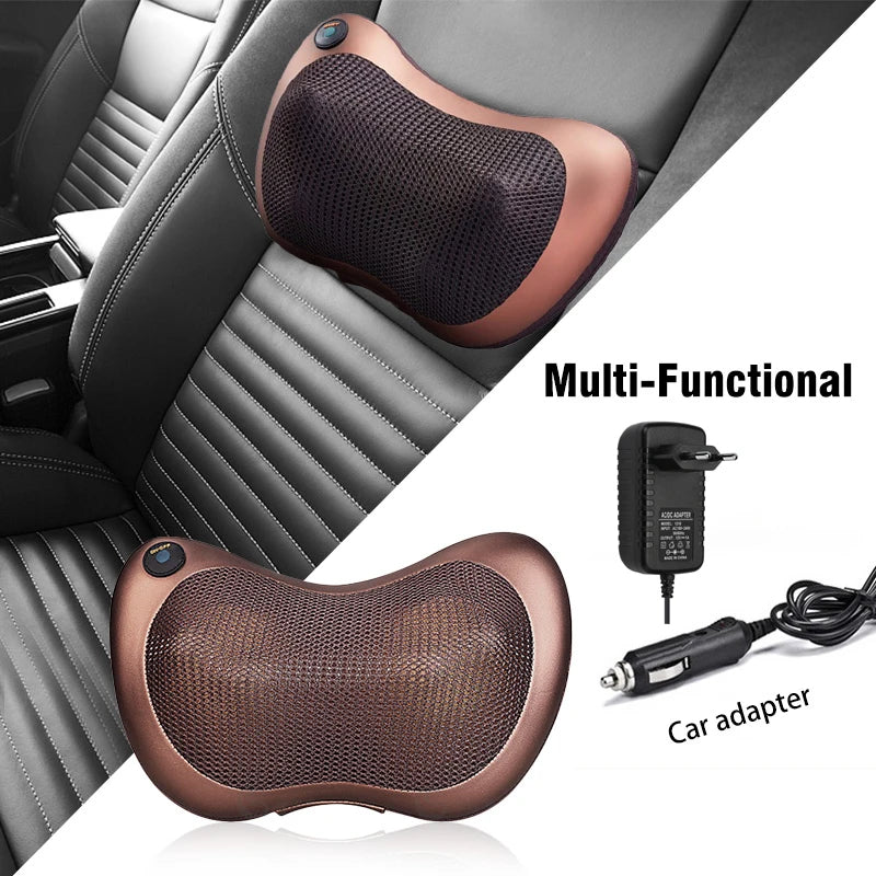 Heated Massage Pillow for Neck, Back & Shoulders – For Car & Home Use