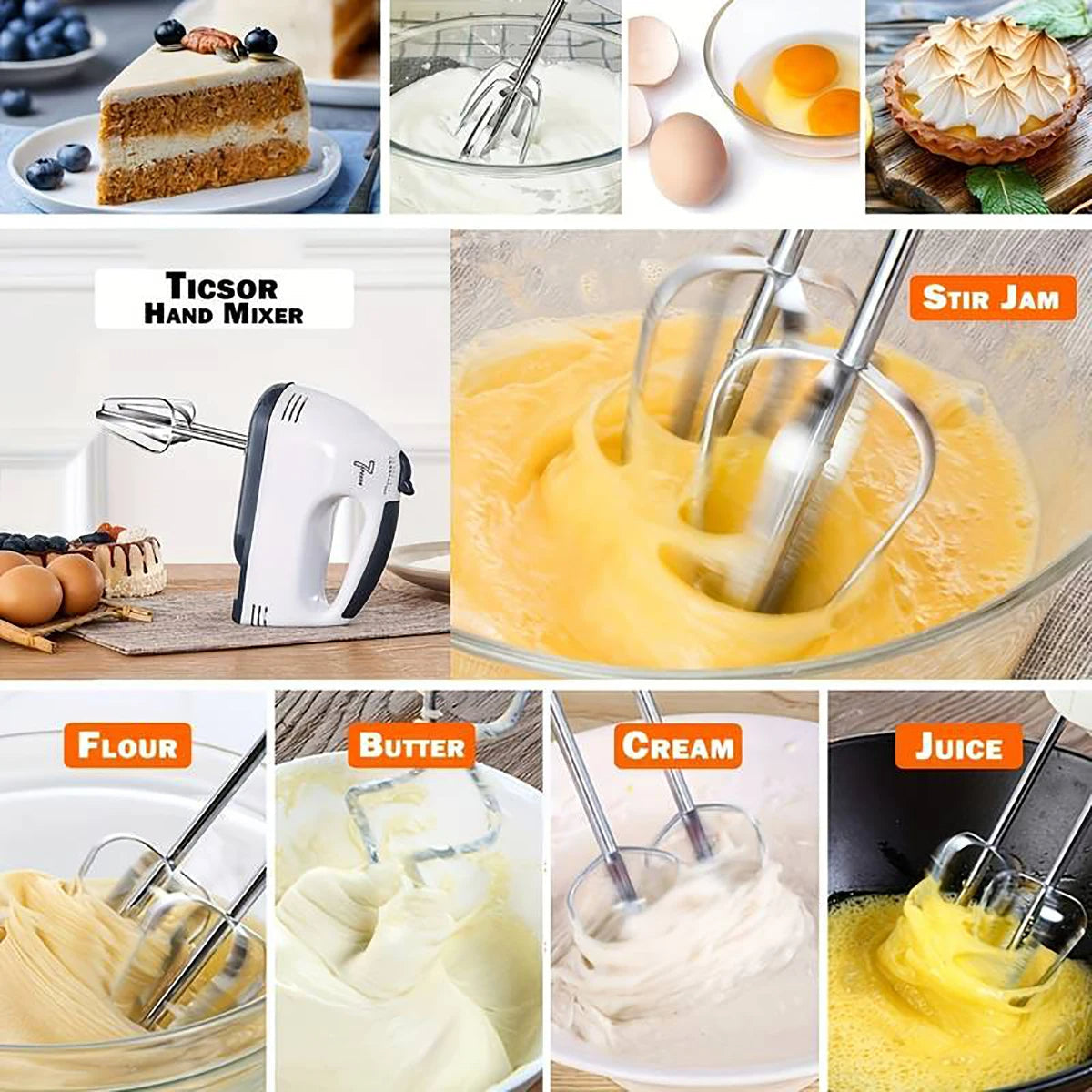 7-Speed Handheld Electric Mixer – Egg Beater & Dough Kneader for Baking & Cooking