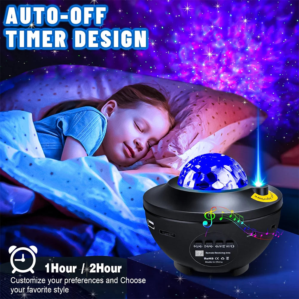 Colorful Starry Sky Galaxy Projector Nightlight with Bluetooth & USB Music Player - Romantic Star Projection Lamp for Kids & Gifts