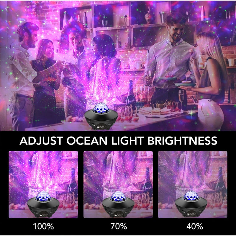Colorful Starry Sky Galaxy Projector Nightlight with Bluetooth & USB Music Player - Romantic Star Projection Lamp for Kids & Gifts