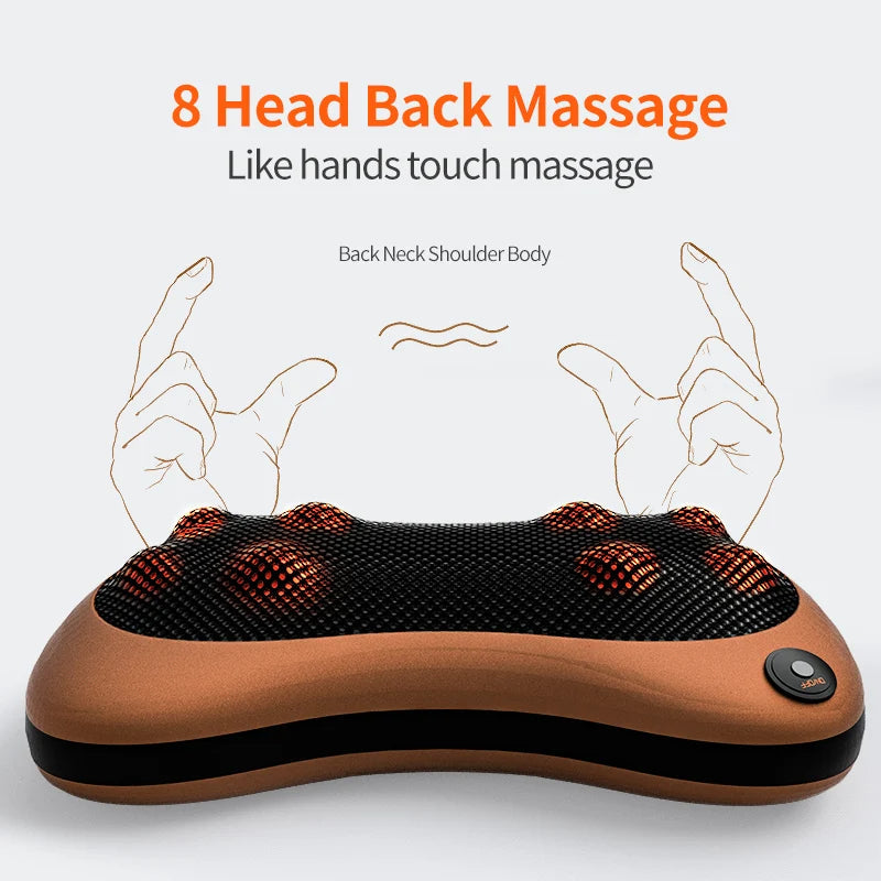 Heated Massage Pillow for Neck, Back & Shoulders – For Car & Home Use