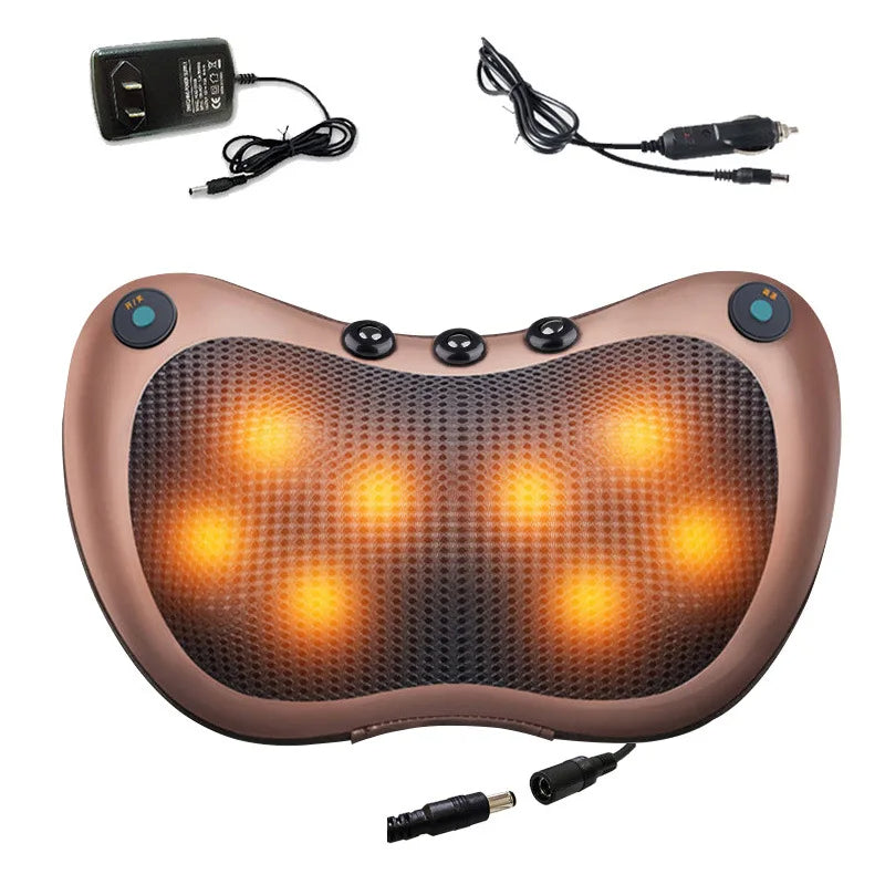 Heated Massage Pillow for Neck, Back & Shoulders – For Car & Home Use