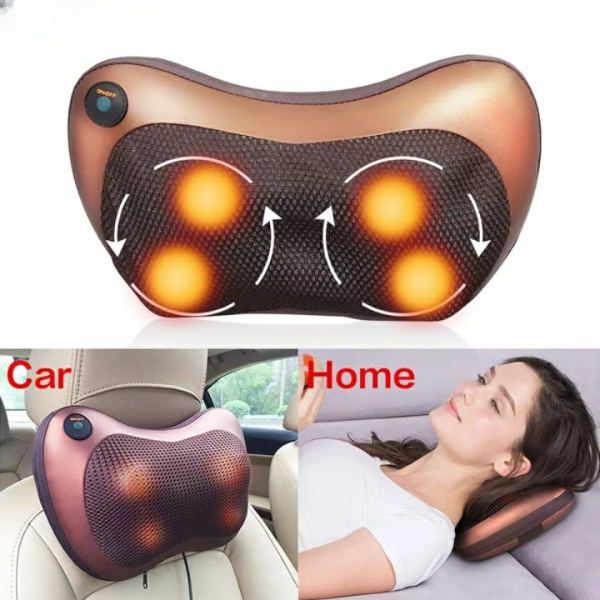 Heated Massage Pillow for Neck, Back & Shoulders – For Car & Home Use