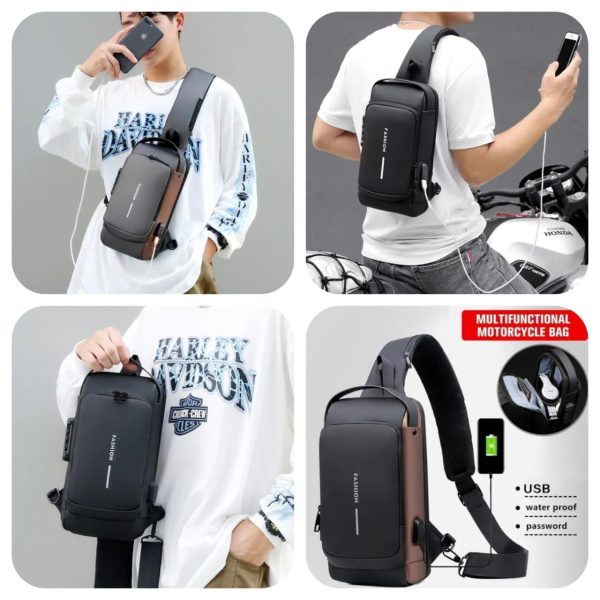 Anti-Theft Waterproof Sling Bag with USB Charging – Durable & Stylish for Travel