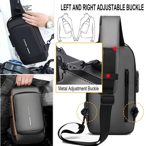 Anti-Theft Waterproof Sling Bag with USB Charging – Durable & Stylish for Travel