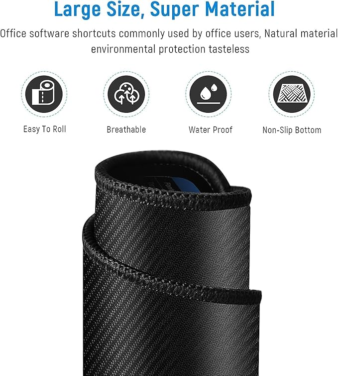 Large Anti-Slip Keyboard & Mouse Pad with Office Shortcuts – 80x30cm Desk Mat