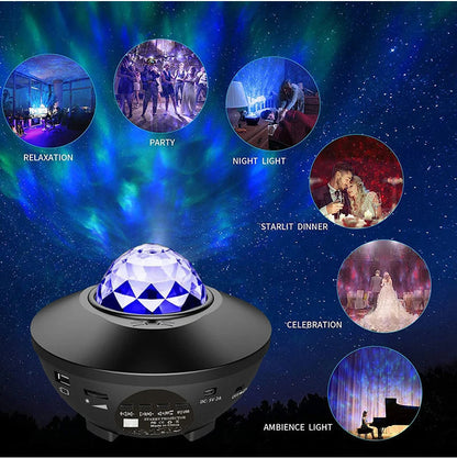 Colorful Starry Sky Galaxy Projector Nightlight with Bluetooth & USB Music Player - Romantic Star Projection Lamp for Kids & Gifts