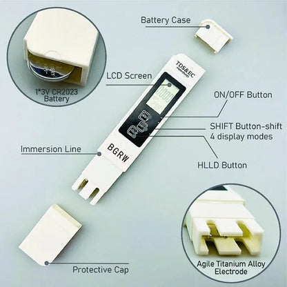 💧 3-in-1 Digital TDS Meter – Water Quality Tester for TDS, EC & Temperature with LCD Display & ATC