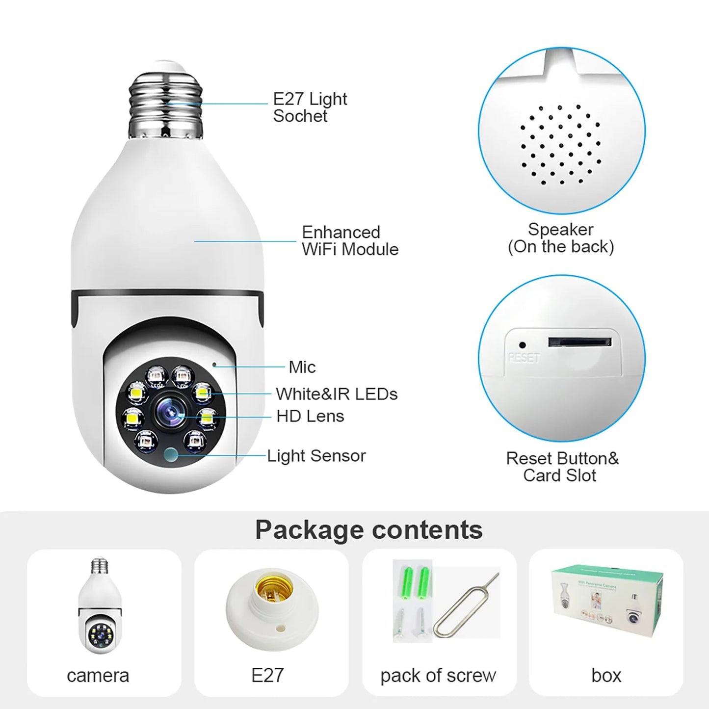 Smart WiFi Bulb Camera – 360° HD View & App Control