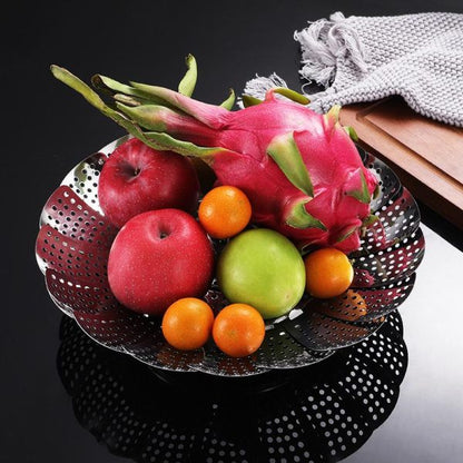 304 Stainless Steel Collapsible Steamer Tray – Multi-Function Kitchen Strainer for Steaming, Draining & Washing