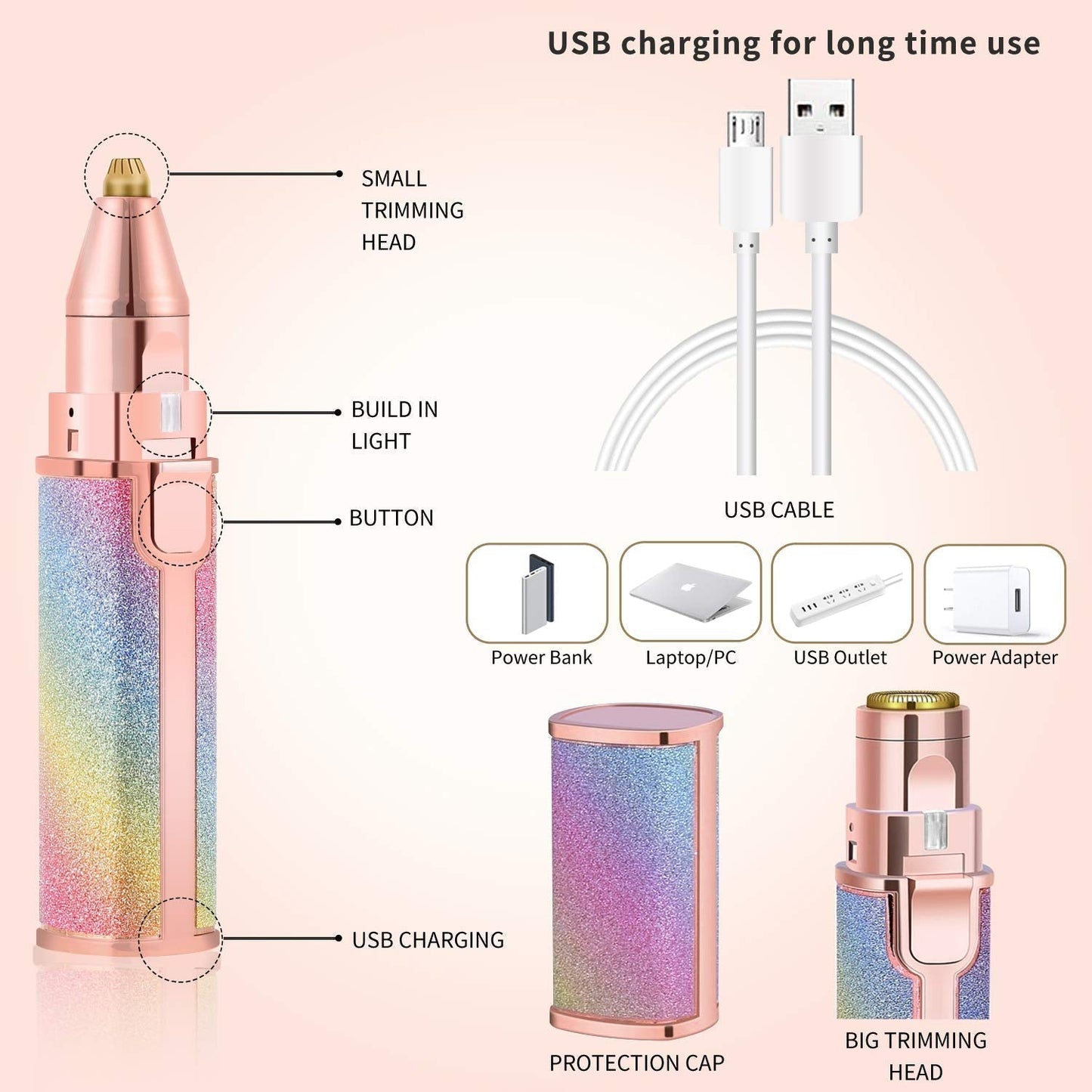 2-in-1  Rechargeable Eyebrow Trimmer