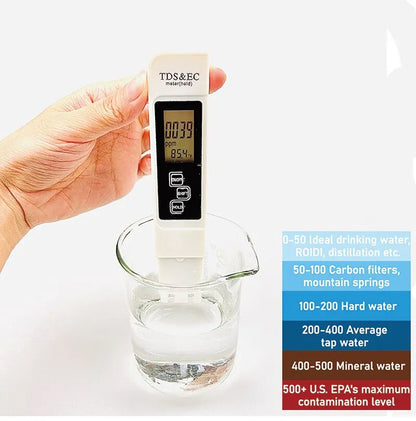 💧 3-in-1 Digital TDS Meter – Water Quality Tester for TDS, EC & Temperature with LCD Display & ATC