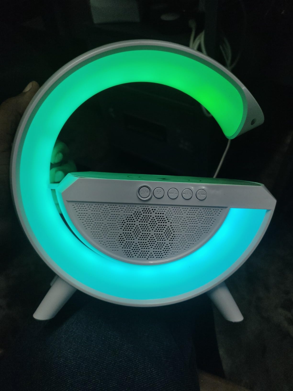 3-in-1 G-Shaped RGB Night Light with Bluetooth Speaker & 15W Wireless Charger