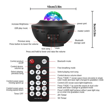 Colorful Starry Sky Galaxy Projector Nightlight with Bluetooth & USB Music Player - Romantic Star Projection Lamp for Kids & Gifts