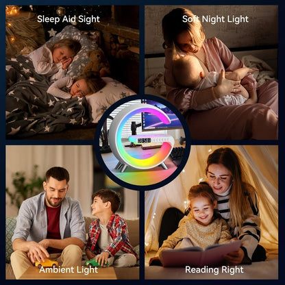 G63 Multi-Functional LED Lamp with Wireless Charging, Bluetooth Speaker & Alarm Clock