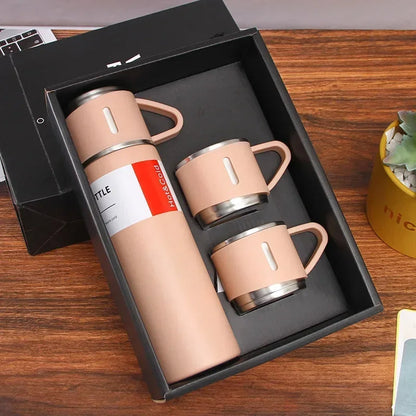 Stainless Steel Vacuum Flask with Extra Cups - 500ml