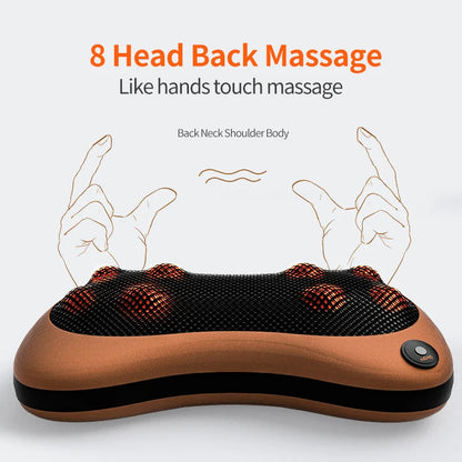 Heated Massage Pillow for Neck, Back & Shoulders – For Car & Home Use