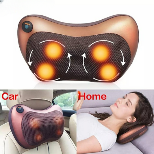Heated Massage Pillow for Neck, Back & Shoulders – For Car & Home Use