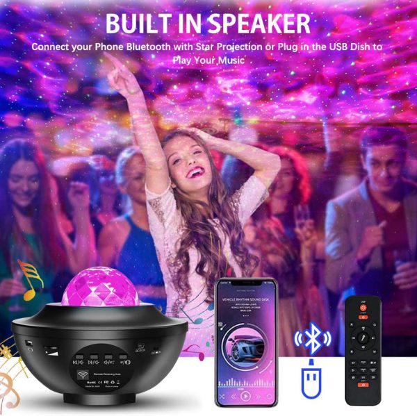 Colorful Starry Sky Galaxy Projector Nightlight with Bluetooth & USB Music Player - Romantic Star Projection Lamp for Kids & Gifts