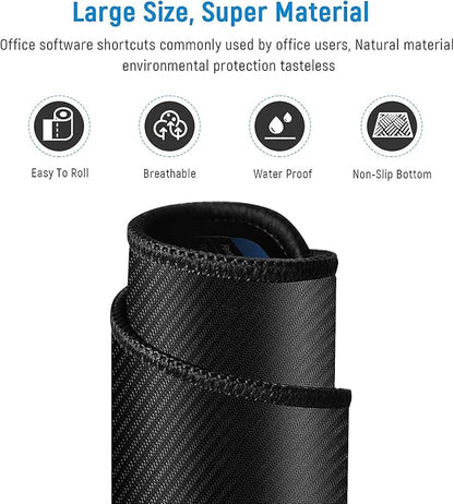 Large Anti-Slip Keyboard & Mouse Pad with Office Shortcuts – 80x30cm Desk Mat