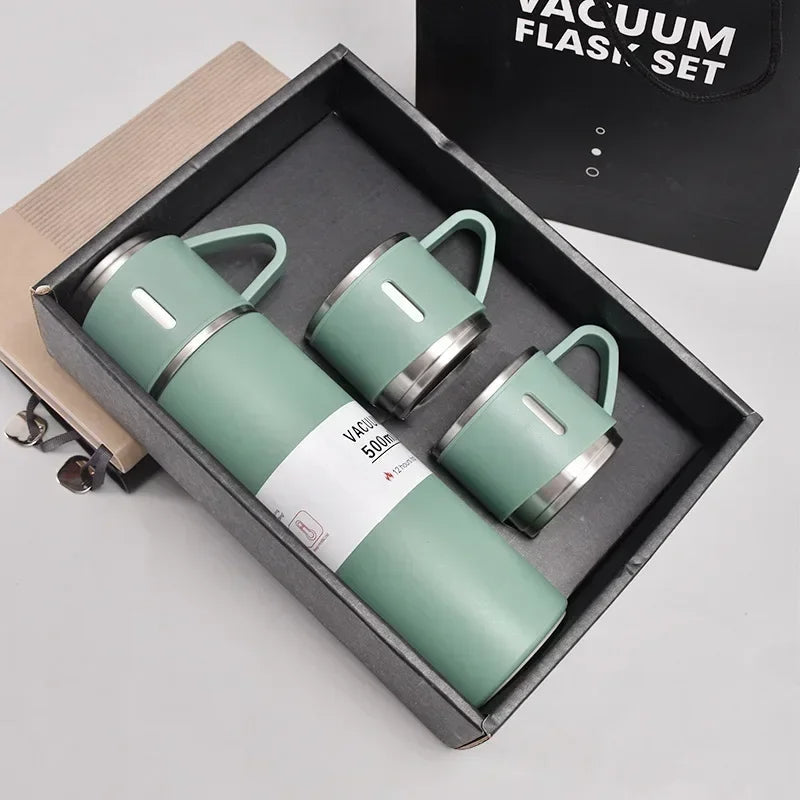 Stainless Steel Vacuum Flask with Extra Cups - 500ml