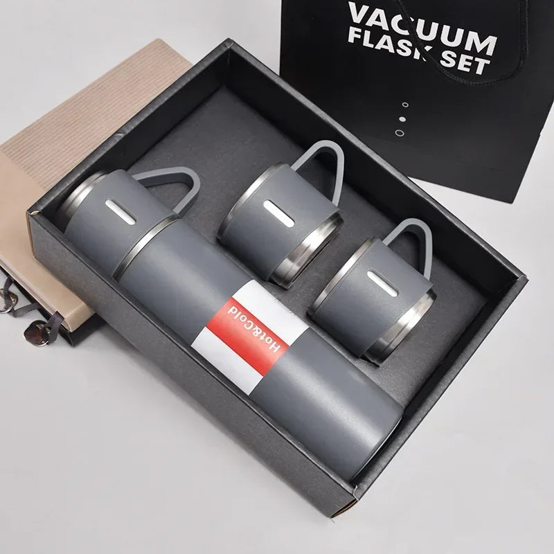 Stainless Steel Vacuum Flask with Extra Cups - 500ml