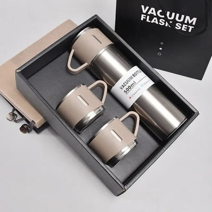 Stainless Steel Vacuum Flask with Extra Cups - 500ml